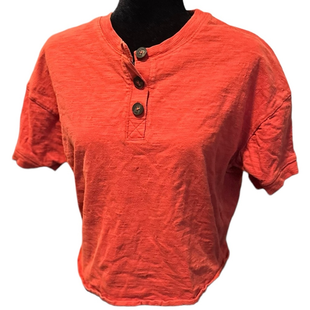 Madewell button shirt orange red